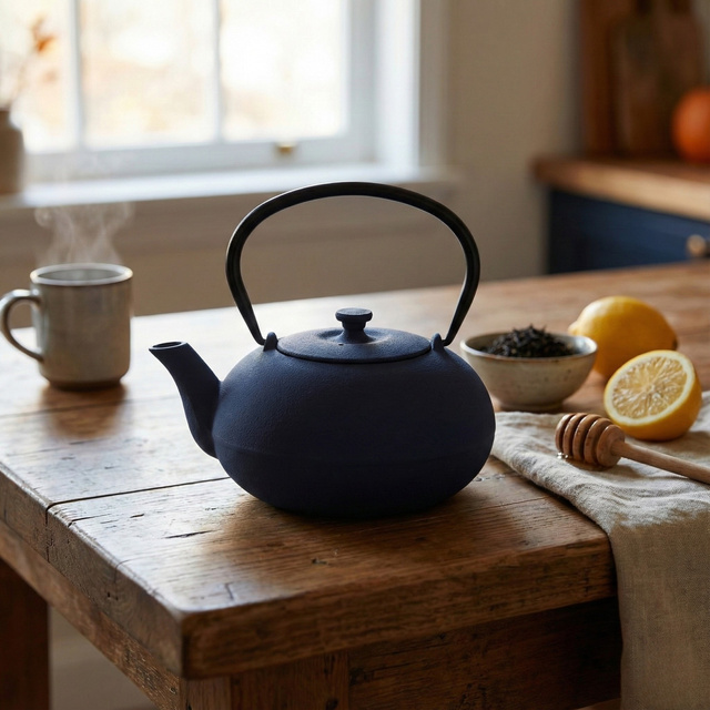 Ceainic din fontă cu infuzor NOMI, 800 ml, bleumarin