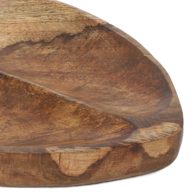 Masă de servire în formă de frunză, lemn de mango, 27 x 17 cm