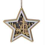 Decorație de Crăciun din lemn pentru suspendare, 12 cm