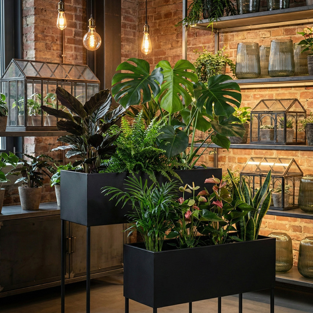 Jardiniere metalice lungi TINO, 2 suporturi