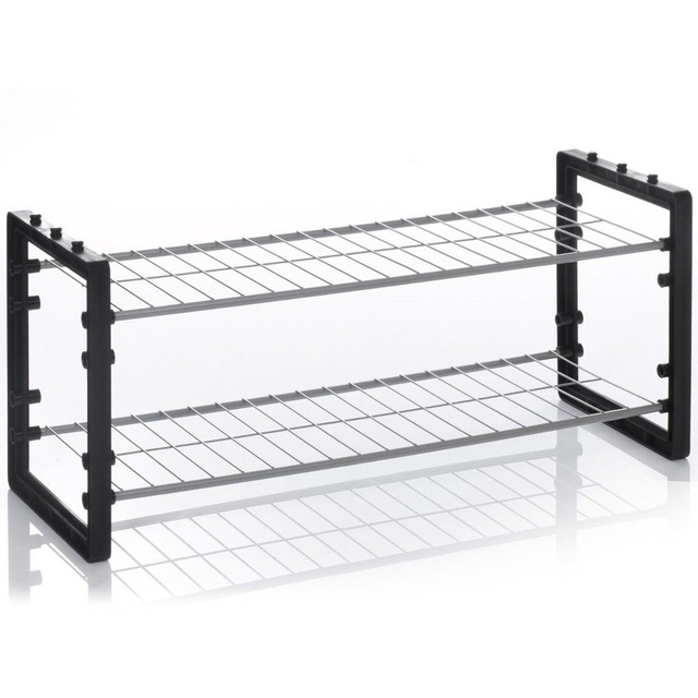 Organizator incaltaminte 2 niveluri Rack, Alb/Negru, 68x32x25 cm