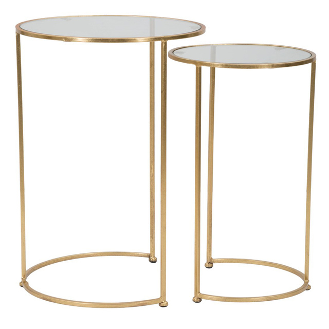 Set de masute de cafea rotunde cu blat transparent