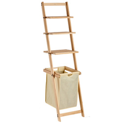 Raft de baie cu coș pentru rufe CLEAR, 156,5 x 41 x 4 cm