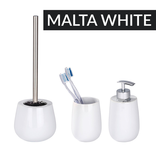 Recipient pentru perie MALTA WHITE + perie WC, WENKO, alb