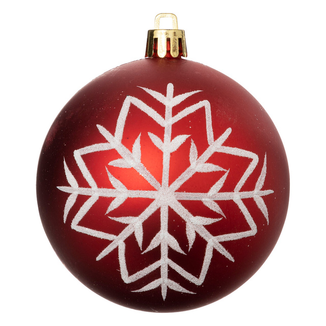 Set globuri rosii cu model alb, Ø 8 cm