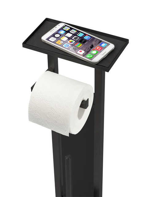 Suport perie de toaleta DEBAR, 4 in 1 cu suport pentru hartie si polita