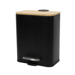 Coș îngust de baie ZETRU, 5 l, cu capac din bambus