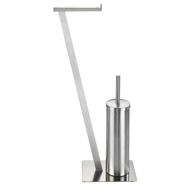 Perie WC cu suport hartie igienica LIRIO, Alb, 68x30x15 cm, WENKO