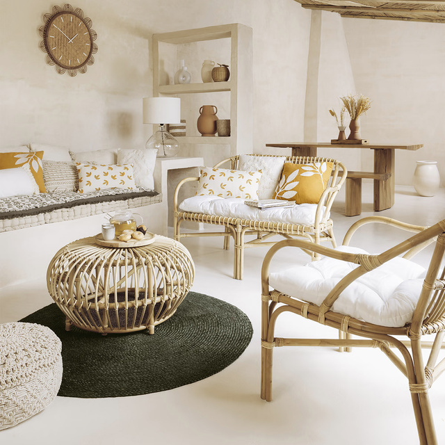 Perna decorativa Lour, model cu frunze brodate, bumbac, 40 x 40 cm