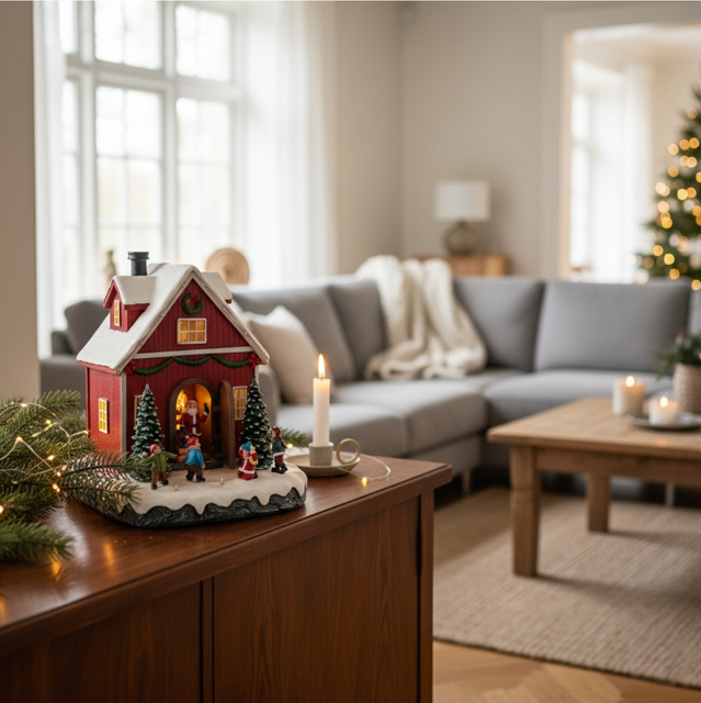 Căsuță de Crăciun, 16 LED-uri, 18,5 cm