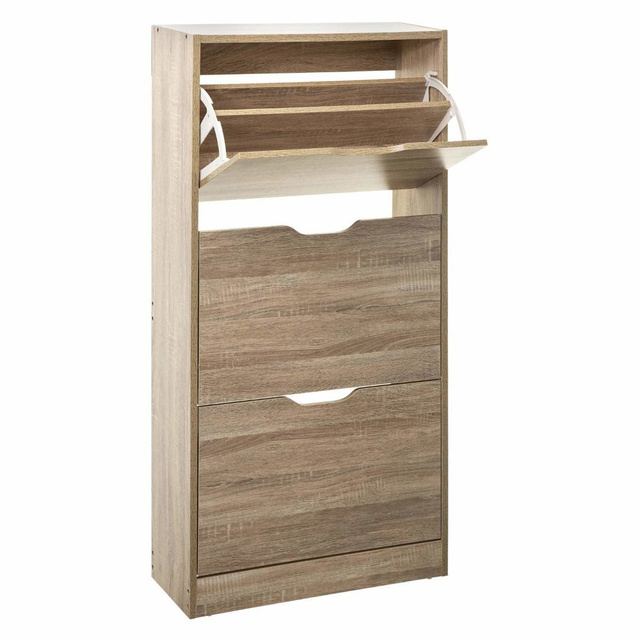 Comodă pentru pantofi din lemn, 60x24x118 cm, maro inchis