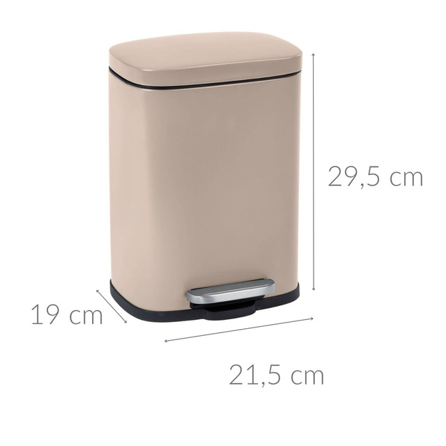 Cos de gunoi LENO, cu pedala si functie Easy-Close, 5 L, taupe, Wenko
