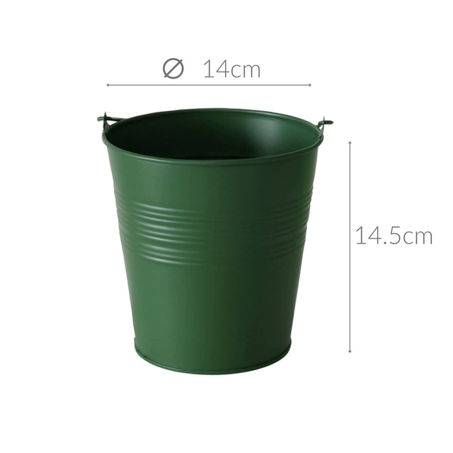 Ghiveci de flori pentru balcon Lingo, forma galeata, zincata, Ø 15 cm