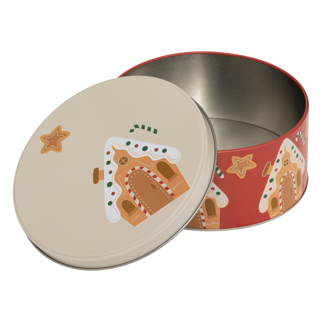 Recipient rotund pentru biscuiți, metal, 3 bucăți, roșu