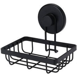 Coș de baie pentru săpun solid, cu ventuze, negru, 13,4 x 11,5 x 11,5 cm