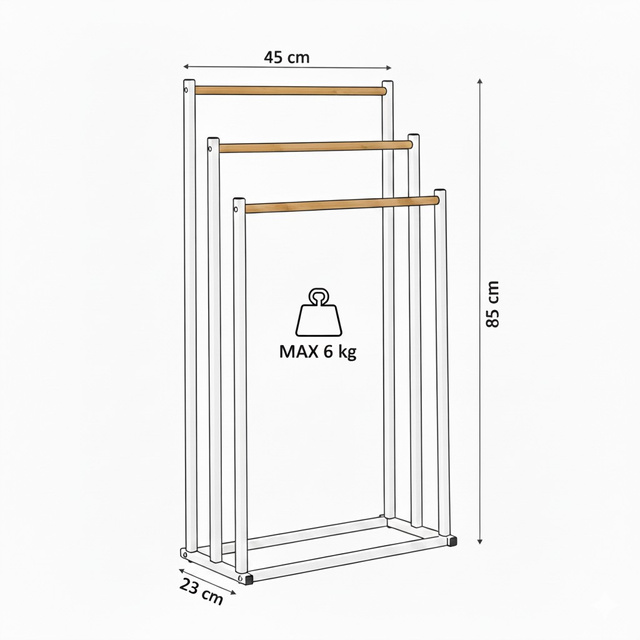 Suport de prosoape SERI pentru baie, 45 x 23 x 85 cm