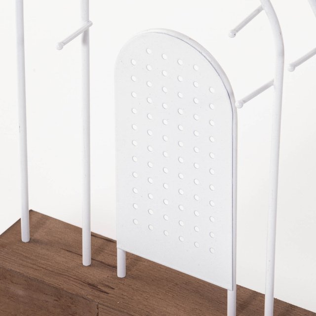 Suport de bijuterii metalic, baza din lemn, 18 x 4,5 cm