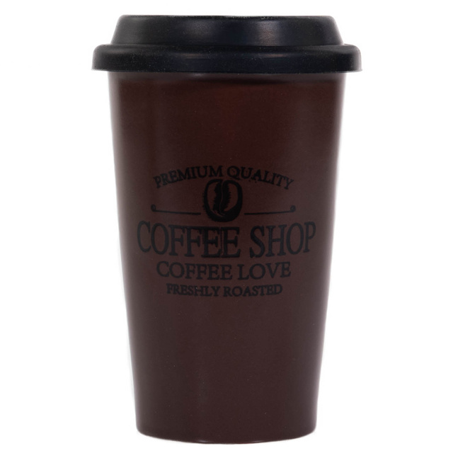 Cana de cafea COFFEE SHOP pentru masina, capac din silicon, 440 ml