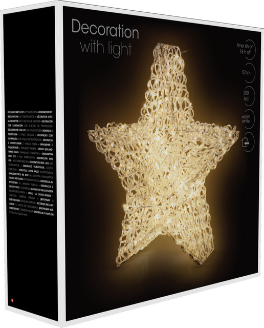 Decorațiune exterioară de iluminat în formă de stea, 57 cm