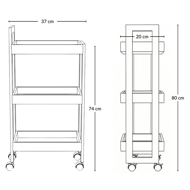 Raft îngust pe roți ASEM, 80 cm