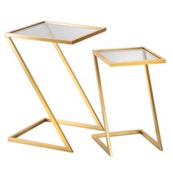 Set de mese laterale cu blat din sticlă