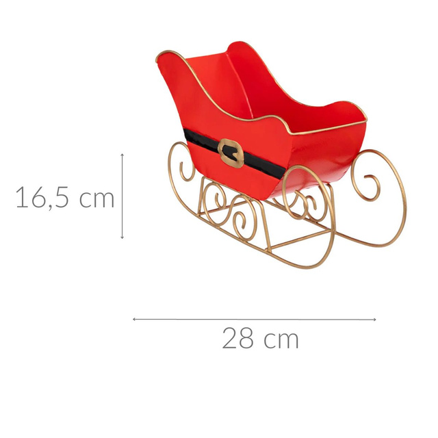 Sania lui Mos Craciun, decor metalic, 25 cm