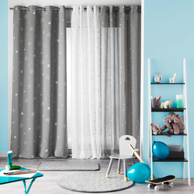 Perdea cu model pe ochiuri, stele FLUO NIGHT strălucind în întuneric