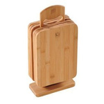 Set 6 tocatoare din bambus pe suport, KESPER