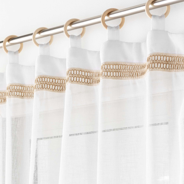 Perdea cu inele din lemn MILEO, 140 x 240 cm
