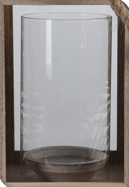 Felinar cu suport pentru lumanare Home Styling Collection, MDF/Sticla, Bej