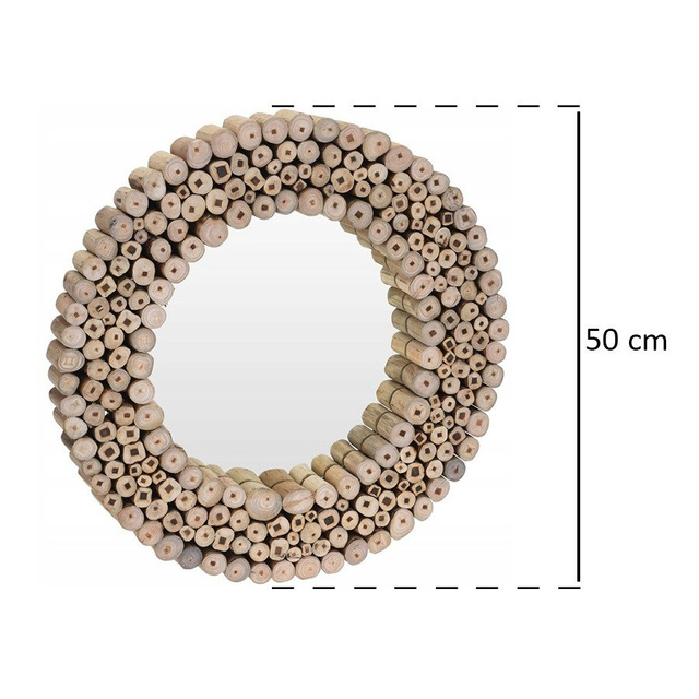 Oglinda decorativa, Home Styling Collection, Lemn/Sticla, 50 cm, Maro