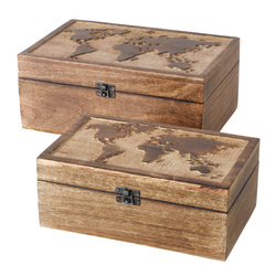 Set 2 cutii din  lemn Maps, 2 buc