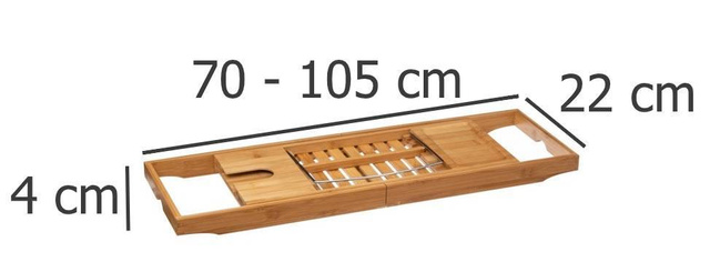 Raft extensibil pentru cadă din bambus, 70-105 cm