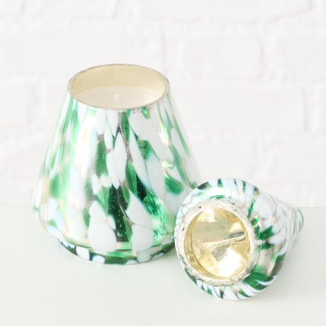 Candelă din sticlă în formă de brad DOTTI, înălțime 17,5 cm