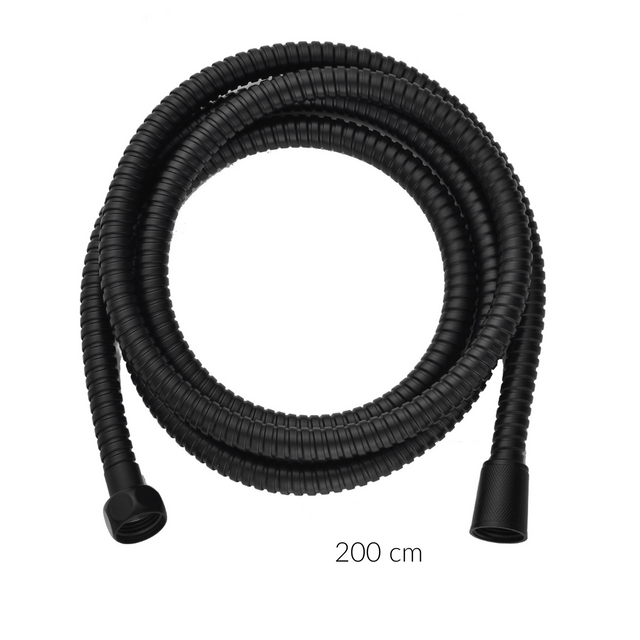 Furtun de duș din oțel inoxidabil negru, 200 cm