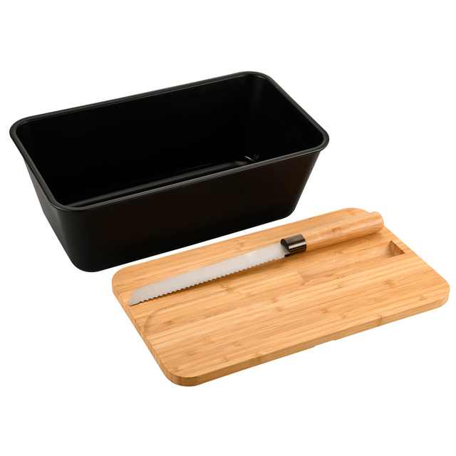 Cutie de paine cu capac din bambus si cutit de paine, 35 x 20 cm