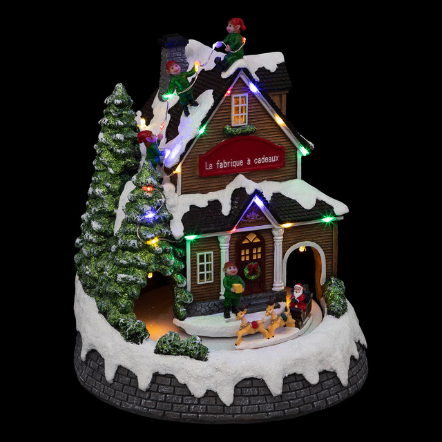 Figurina decoratiune mobila de Craciun, fabrica de cadouri, 20 x 25,5 cm