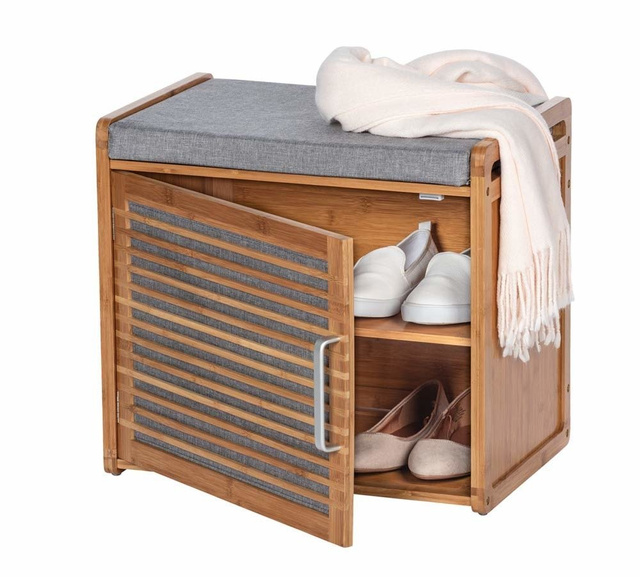 Schowek na buty Bahari z poduszką wykonany z bambusa, Wenko