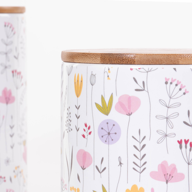 Recipiente de bucatarie din ceramica cu flori de camp Florina, 2 bucati