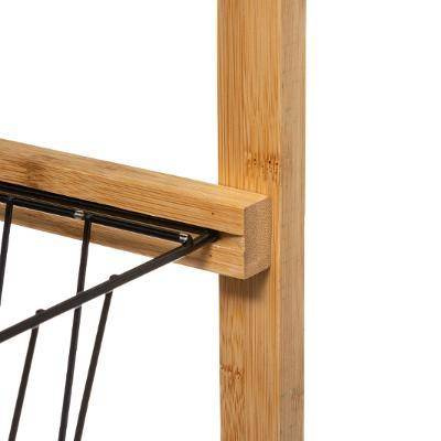 Cărucior de bucătărie din bambus, 2 coșuri și tăvi detașabile