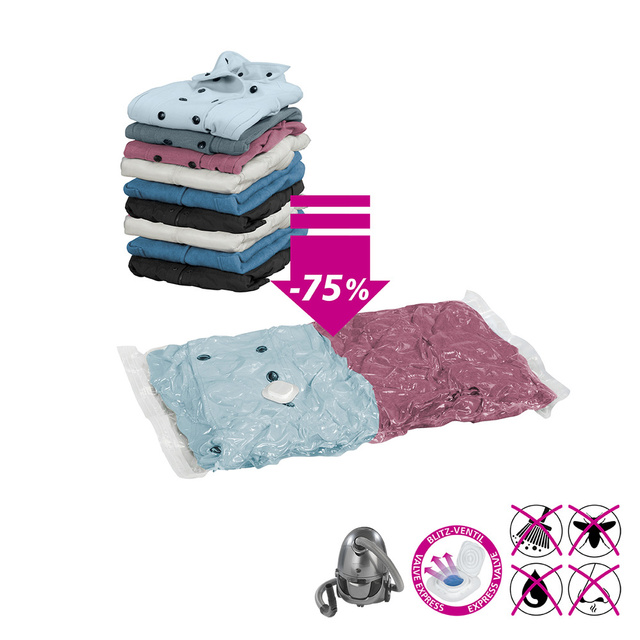 Pungi de ambalare in vid pentru haine Wenko, 6 bucati, Plastic, Transparent