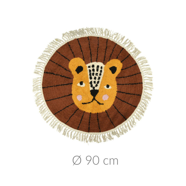 Covor pentru copii cu franjuri Animals, Ø 90 cm