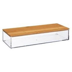 Organizator de baie cu capac din bambus, 25,5 x 9,6 x 5,5 cm