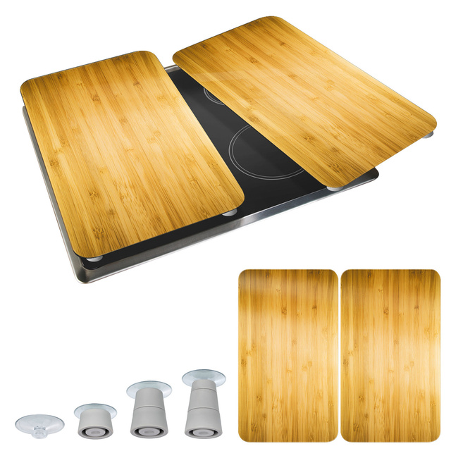 Plăci de protecție din sticlă WOODEN LOOK pentru aragaz - 2 bucăți, WENKO