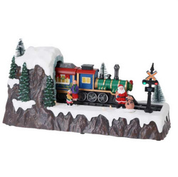 Scenă de Crăciun mobilă cu tren.