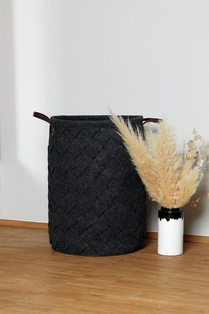 Coș rotund pentru rufe TROVO, antracit, WENKO