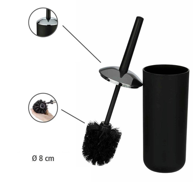 Recipient pentru perie BRASIL BLACK + perie WC, WENKO, negru