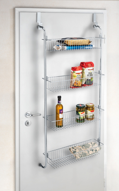 Raft cu cosuri pentru montare pe usa, din otel cromat