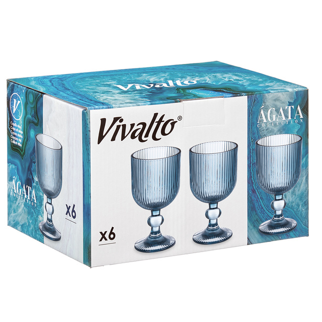 Set pahare de vin LINES din sticla canelata, 6 bucati, 260 ml