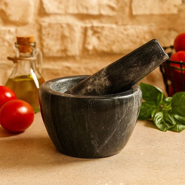 Mojar din marmură LUNO, Ø 10 cm